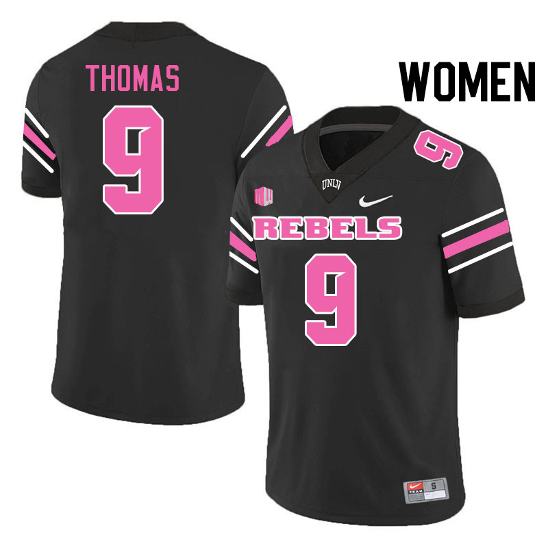 Women #9 Jai'Den Thomas UNLV Rebels College Football Jerseys Stitched-Black